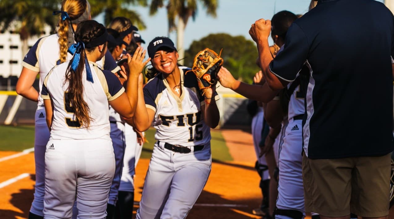 Softball players in action